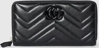 Gucci GG Marmont Zip Around Wallet, Black, Leather