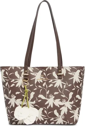 Nanette Lepore Faux Leather Tote with Removable Pouch in Maple Fleur-Maple Gingham at Nordstrom Rack