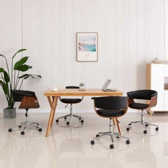 vidaXL Sillas De Comedor Giratorias 4 Unidades Cuero Sint&eacute;tico Negro Vidaxl