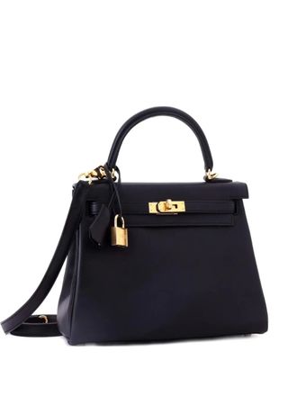 Herm&egrave;s Kelly Handbag Black Swift with Gold Hardware 25 satchel - women - Calf Leather - One Size