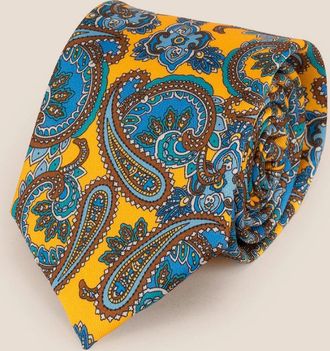 Oswin Hyde Mens Paisley Print Yellow