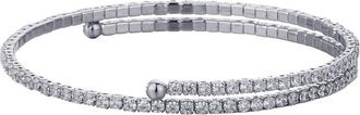 Adornia Adornia Silver Plated Adjustable Crystal Tennis Cuff Bracelet