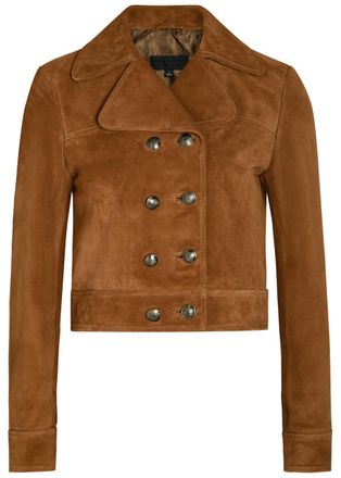 Nili Lotan Cassidy Double-breasted Cropped Suede Jacket - Camel - M (UK12 / M)