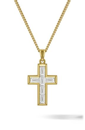 Vincero Cubic Zirconia Cross Pendant Necklace in Gold at Nordstrom, Size 22