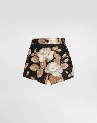 Dolce & Gabbana Vintage Rose-print Brocade Shorts - Woman Pants And Shorts Print 36