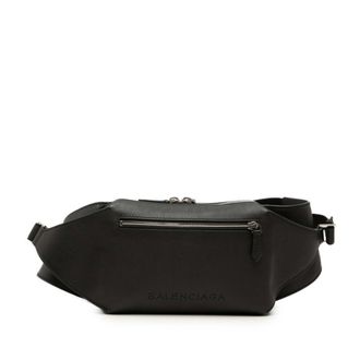 Balenciaga Black Leather Fanny Pack Sling Bag (Pre-Owned)
