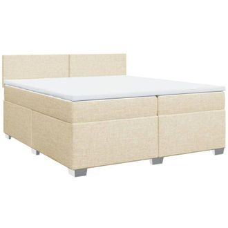 vidaXL Vidaxl - Cama Box Spring Con Colch&oacute;n Tela Color Crema 200x200 Cm