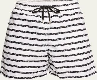 Vilebrequin Mens Micro-Turtle Striped Swim Shorts