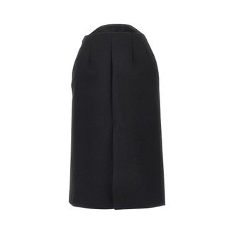 Jil Sander Sabl&eacute; wollen midirok - Dames - Rokken - Zwart - Maat: XL Wol