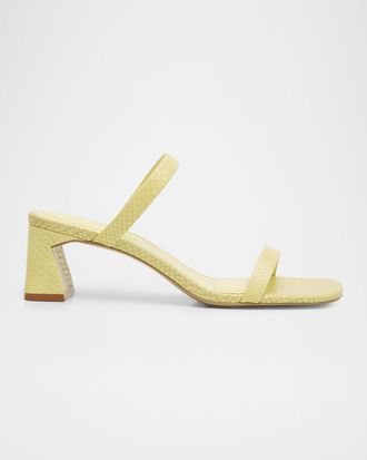 SIMKHAI Clara Debossed Leather Sandals