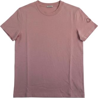 Moncler Ronde Hals T-shirt - Dames - T-shirts - Roze - M - Katoen - Tops