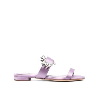 Manolo Blahnik Silk Flat Womens Sandals