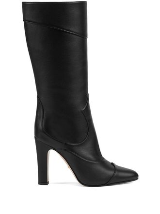 Gucci pointed-toe knee-high boots - women - Calf Leather/Calf Leather/Calf Leather - 38.5 - Black