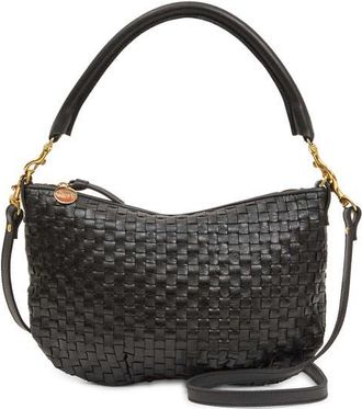 Clare Vivier Medium Petit Moyen Woven Leather Messenger Bag in Black at Nordstrom
