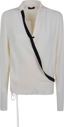 Ibrigu Shirt Asymmetrical Silk Silk Shirt With Contrasting Bias