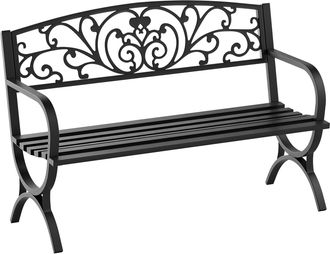 OEM Panchina Da Giardino In Metallo A 3 Posti Per Terrazza Nera