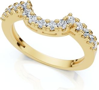 Pompeii3 1/4Ct Notched Diamond Guard Anniversary Ring 14k Gold Lab Grown