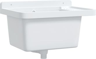 vidaXL Fregadero Lavabo De Pared Resina Blanco 50x35x24 Cm Vidaxl