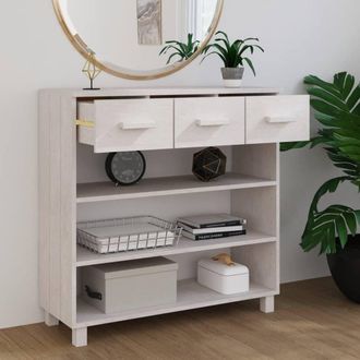 Berkfield Home Decorative Console Table HAMAR White 90x35x90 cm Solid Wood Pine | Size: 90 x 35 x 90 cm