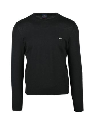 Paul & Shark Crew Neck Sweater In Fine Virgin Wool With Minimalist Design