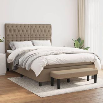 vidaXL Vidaxl - Cama Box Spring Con Colch&oacute;n Tela Gris Taupe 140x190 Cm