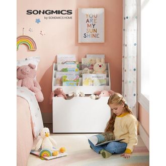 Songmics Songmics - Estantería de Juguetes con 3 Compartimentos, Librería Infantil, Caja de Juguetes Móvil, con Ruedas, Multifuncional, para Habitación de los