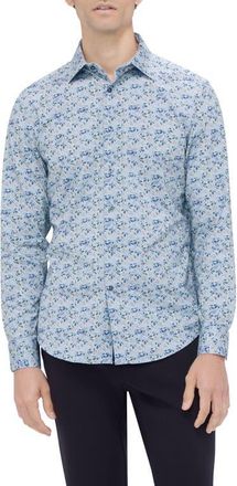 Bugatchi Jimmy OoohCotton Floral Button-Up Shirt in Sage at Nordstrom, Size Xxx-Large