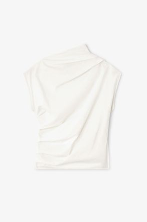 Ganni White Ivory Ruched Top - Size 10/12 Organic Cotton