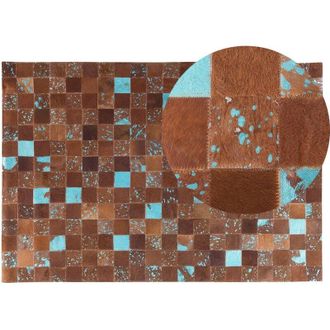 Beliani Rug ALIAGA Brown 140 x 200 cm Leather