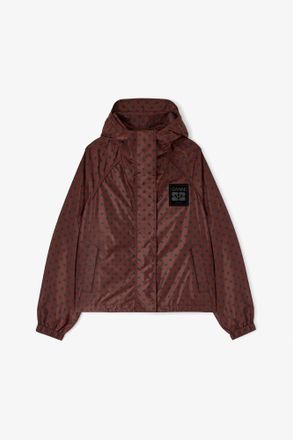 Ganni Jacket in Printed Nylon - Size XS/S Brown