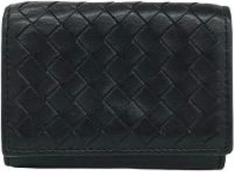 Bottega Veneta Pre-owned Wallets, female, Black, Size: ONE SIZE Pre-owned Leather Trifold Wallet