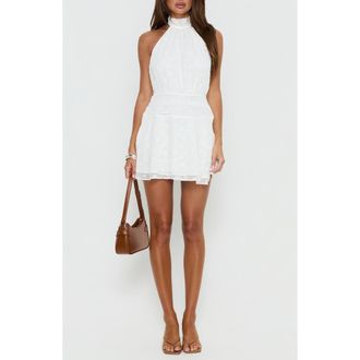 Princess Polly Lucky Ones Halter Minidress in White at Nordstrom, Size 10