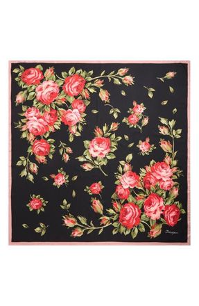 Dolce & Gabbana Floral Print Silk Scarf in Hn5Zn Bouquet Rose F.nero at Nordstrom