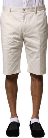 Dolce & Gabbana Mens Tailored Shorts Button Closure - Ivory Cotton - Size EU 50 (Mens)