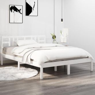 vidaXL Estructura De Cama Madera Maciza Blanca King Size 150x200 Cm Vidaxl