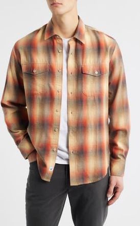 James Campbell Ranchero Modern Fit Plaid Cotton Button-Up Shirt in Pumpkin at Nordstrom Rack, Size Large