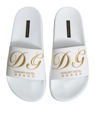 Dolce & Gabbana Calfskin Leather Slides - White
