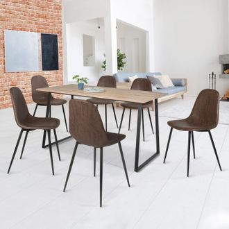 IDMarket Lote De 6 Sillas De Comedor Vintage Dali Marr&oacute;n