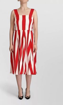 Dolce & Gabbana striped sleeveless square neck midi dress