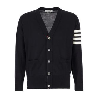 Thom Browne Cardigans, male, Blue, Size: XL Stylish Knitwear Collection