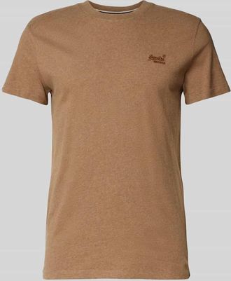 Superdry T-Shirt mit Label-Stitching in Beige, Gr&ouml;&szlig;e XXXL