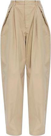 Dsquared2 Pleated Palazzo Pants - Dames - Wijde Broeken - Beige - S - Katoen - Broeken