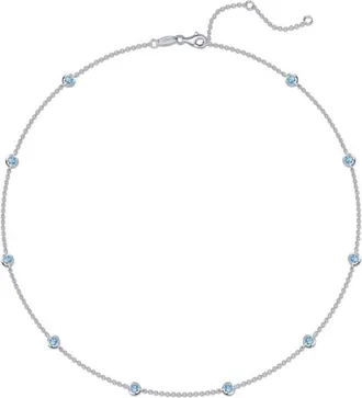 Lafonn Womens Simulated Topaz Station Necklace In Silver