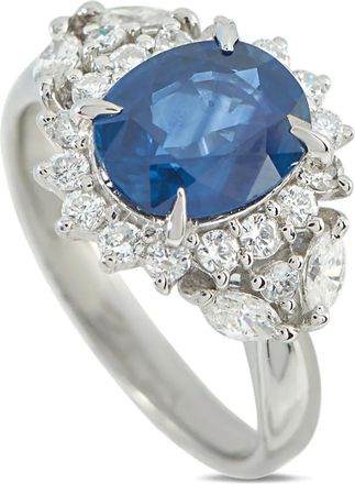 Luxury Bazaar platinum diamond sapphire ring - Zilver