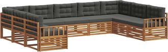 vidaXL Conjunto De Sof&aacute;s De Exterior 9 Uds. Natural Y Antracita Vidaxl