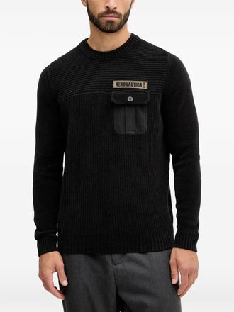 Aeronautica patch pocket sweater - Black