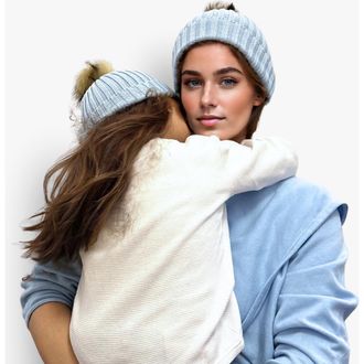 Accouch&eacute;e Mom n Me Beanie Set in Baby Blue at Nordstrom