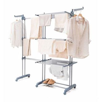 InnovaGoods Dolver XL InnovaGoods Vertical Expandable Folding Drying Rack with Wheels 30 Clothes Lines - Tancarville - Drying Rack - Drying Bag