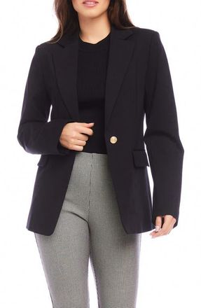 Karen Kane One-Button Ponte Knit Blazer in Black at Nordstrom, Size Large