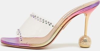 Aquazzura Pink Pvc Embellished Secrets Slide Sandals